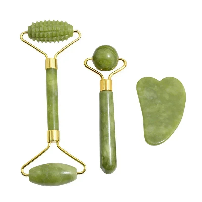 Natural Jade Facial Roller and Gua Sha Set